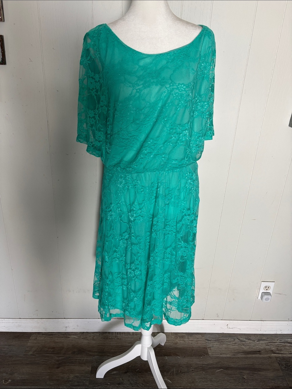 NWOT plus size Wrapper Teal Lace Midi Dress